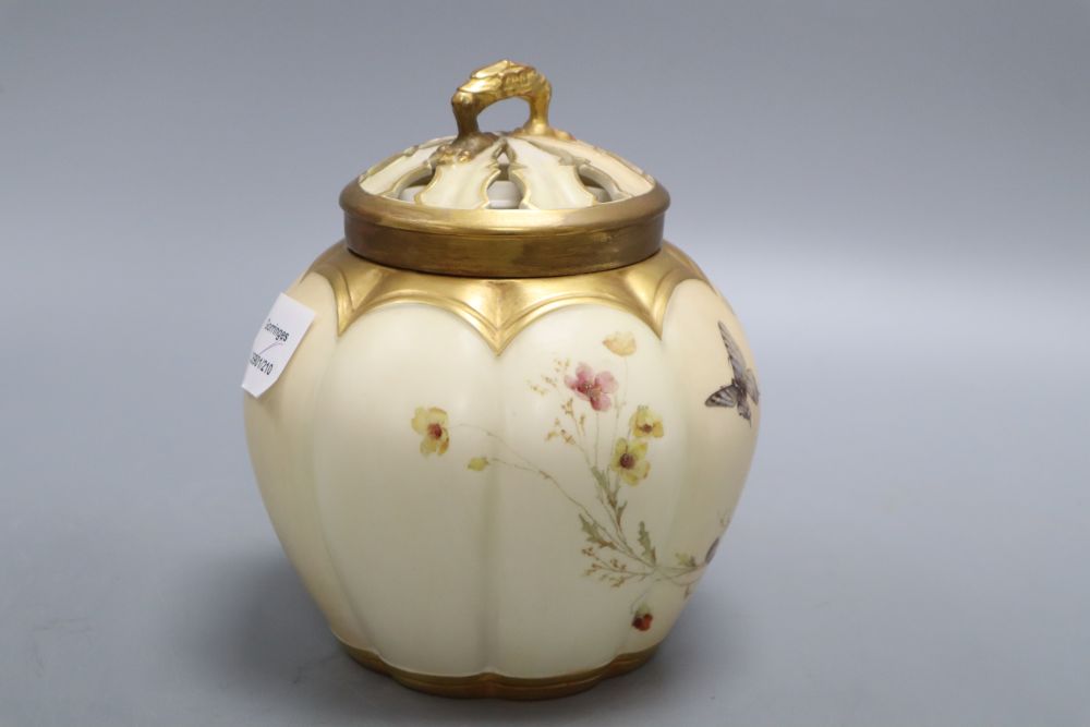 A Royal Worcester blush pot pourri, overall height 19cm